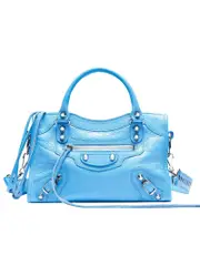 Balenciaga Classic City Mini Logo Strap Baby Blue Leather Tote