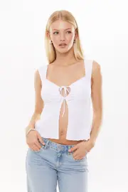 [Supré] Supré - Sadie Tie Front Top - White XL WHITE