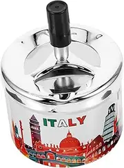 Mobestech Decorative Metal Ashtray Stainless Steel Ashtray Outdoor Decor Automatically Extinguished Ashtray Desktop Ashtray Decorative Ashtray Souvenirs Ashtray for Home Metal Italy Travel