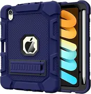 [AZZSY] Case for iPad Mini 7 A17 Pro 2024 / iPad Mini 6 2021 8.3 Inch, Heavy Duty Shockproof Rugged Protective Case for iPad Mini 7th/6th Generation 8.3", Navy Blue