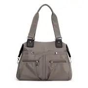 GGP Brown Stylish Nylon Large Capacity Tote Bag For Work And Commute - Multi Pocket Shoulder Bag - Fashionable Canvas Bag