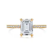 ANYCO Ring Gold Jewelry Square White Cubic Zirconia Ring Stones 925 Sterling Silver Jewelry Women Diamond Rings