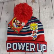 Super Mario Unisex Kids Beanie Hat Toboggan One Size Red White Blue Ninetendo