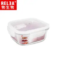 在飛比找ETMall東森購物網優惠-香港RELEA物生物 520ml正方形耐熱玻璃微波保鮮盒