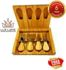 4 Piece Cheese Knife Set Wooden Case Cutting board Perfect Knives Fork Slicer