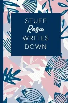 Stuff Rosa Writes Down: Personalized Journal / Notebook (6 x 9 inch) STUNNING Navy Blue and Mauve Blush Pink Pattern