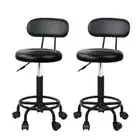 2X Salon Stool | Swivel Backrest Chair | Barber Hairdressing | Hydraulic Lift