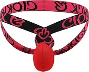 [BENFLK] Men's Sexy Backless Jockstrap Thong Underwear Capsule Underwear for Gay Crotch G-String Thong with Pouch, red, X-Large