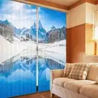 Blue Greenish Orchid 3D Blockout Photo Print Curtain Fabric Curtains Window