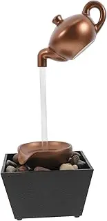 CAXUSD Decorative Mini Fountain for Home Indoor Water Feature Compact Tabletop Relaxing Sound Led-Lighted Zen Garden