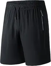 [Aosufei] Men's Loose Stretchy Beach Shorts Elastic Waist Casual Soprts Shorts Quick Dry Solid Summer Shorts