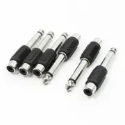 6 Pieces 6.35mm 1/4" Mono Audio Male to RCA Female Connector Adapter