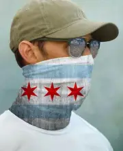 SUN GAITER Mask UPF 50+ UV Protect Sport Face Neck Outdoor Sun Chicago Flag
