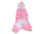 Pet Reflective Raincoat Legs Covered Cute Waterproof Skin Friendly Dog Hooded Raincoat for Outdoor Pink L