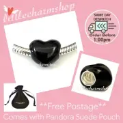 NEW Authentic Genuine PANDORA Metallic Black Heart Charm - 793337C04