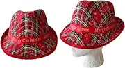[Generic] Christmas Red&Green Unisex Hat X'Mas Eve Fedora Trilby Fancy Dress Up Holiday Costume Accessories Xmas Gift