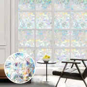 Vivva 3D Rainbow Reflective Window Film Decorative Privacy Static Clings Glass Sticker