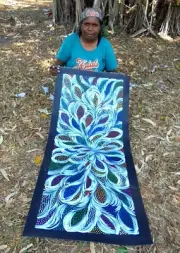 SELINA NUMINA 125 x 55 cm Original Painting - Aussiepaintings Aboriginal Art