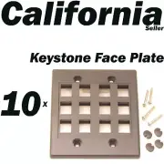10 Faceplate 12 Port Keystone Jack RJ45 CAT5 5e 3 CAT6 Network Wall Plate Black