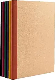PAPERAGE 6-Pack Composition Notebook Journals, 120 Pages, Kraft Cover with Jewel Tone Spines, College Ruled Lined Paper, Small Size (8 in x 5.75 in) – for Home, Office or School Supplies