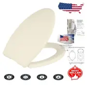Durable Stain-Resistant Almond/Bone Toilet Seat with Soft Close & Quick Release