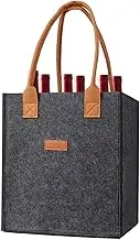 6pack Felt Wine Bottle Bag, Bottle Wine Carrier, Reusable Compartment Wine Bottle Holder Bag with 2 Handles, Wine Tote Bag for 750ml Wine, Beer, Champagne, Travel Hand Beer Bag