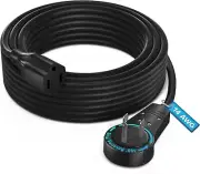 Space-Saving 25ft Extension Cord with 360° Rotating Flat Plug for Home & Office