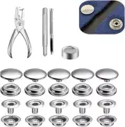 Canvas Snap Kit, 200 Pcs 15mm Heavy Duty Snap Button Press Stud Cap with Pliers