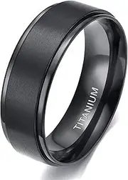 [Wozya] Black Titanium Ring for Men Wedding Engagement Jewelry Band Cool Dark Classic Unisex Ring Female