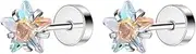 [Niaspi] 20G CZ Star Flat Back Cartilage Stud Earrings for Women Stainless Steel Post Tiny Star Labret Studs Lip Rings Internal Thread Conch Helix Tragus Earrings Studs Sparkling Cartilage Piercing