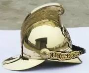 VICTORIAN "MERRYWEATHER" BRASS FIREMAN FIRE FIGHTER BRIGADE BRITISH CHIEF HELMET