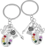 [VERDANVERSE] Artist Palette Keychain Paintbrush Charm Key Ring for Art Lovers Durable Keychain for Students Graduates Stylish Accessory for Daily Wear Gifting