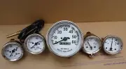 Willys MB Jeep Ford GPW CJ - Speedometer Temp Oil Fuel Amp Gauges - White Face