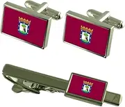 [Select Gifts] Madrid City Spain Flag Cufflinks Tie Clip Box Gift Set