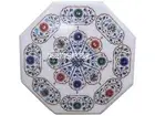 12" White Marble Side Center Table Top Marquetry Floral Inlay Stone Mosaic Décor