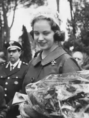 Princess Benedikte Denmark holding a bouquet flowers as she vis- 1964 Old Photo