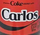 Share A Coke with Carlos 2025 Personalized Gift Coca Cola Bottle 20oz Zero