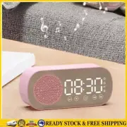 Wireless Bluetooth-Compatible Speaker FM Radio Clock Dual Alarm Soundbar (Pink)