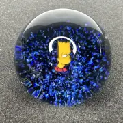 Handmade Contemporary Art Glass Marble 1.58" BART SIMPSON Millie Crushed Opal UV