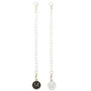 2pcs Bag Hanging Chain Gold Decorative M Letter Charm Chain Strap, White & Black