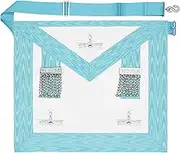 THE MASONIC COLLECTION Worshipful Master WM/PM Apron - Sky Blue - Silver plated levels & ball chains with Pockets - Freemasons Gift Accessory for Men