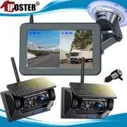Wireless 2ch 5" Monitor Portable solar Backup camera magnetic Battery Base