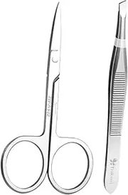 1Set Eyebrow Scissors Tweezers Durable Stainless Steel Brow Grooming Tools Ergonomic Design for Comfortable Use for Beauty Makeup Compact and Portable