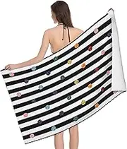 JBYJBX Rainbow Polka Dot Stripe Black and White Print Beach Towel Quick Dry Sandproof Microfiber Beach Bath Towel for Travel Pool Camping