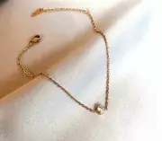 Titanium Round Dot Rose Gold Pave Cubic Zirconia Foot Ankle Bracelet Anklet