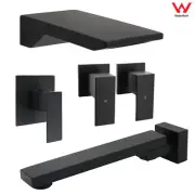 KYLINS Black Square Bathtub Bubble Waterfall Spout Outlet Filler Wall Mount