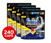 4x 60pk Finish Powerball Ultimate All in 1 Dishwashing Caps Lemon Sparkle