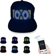 LED Hats LED Display Message Caps LED Light up Customizable BT Hat DIY Messages 22 Animations 20 Pictures Music Mode Baseball Cap for Halloween Party Rave Music Festival