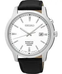 在飛比找Yahoo!奇摩拍賣優惠-SEIKO KINETIC 紳士經典人動電能皮帶腕錶(SKA