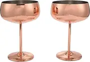 Copper Coupe Champagne Glasses Set of 2 Stainless Steel Vintage Martini Cocktail Glass Wine Goblet